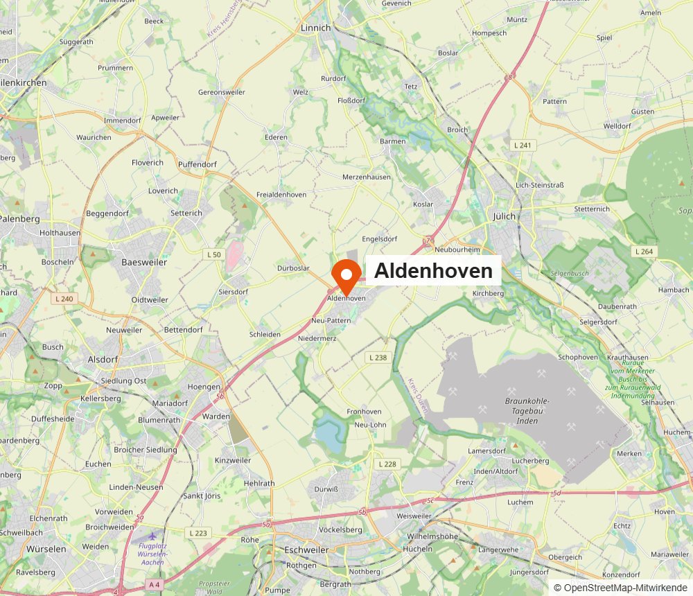 Karte von Aldenhoven und Umgebung (OpenStreetMap)