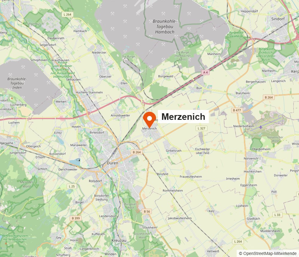 Karte von Merzenich und Umgebung (OpenStreetMap)