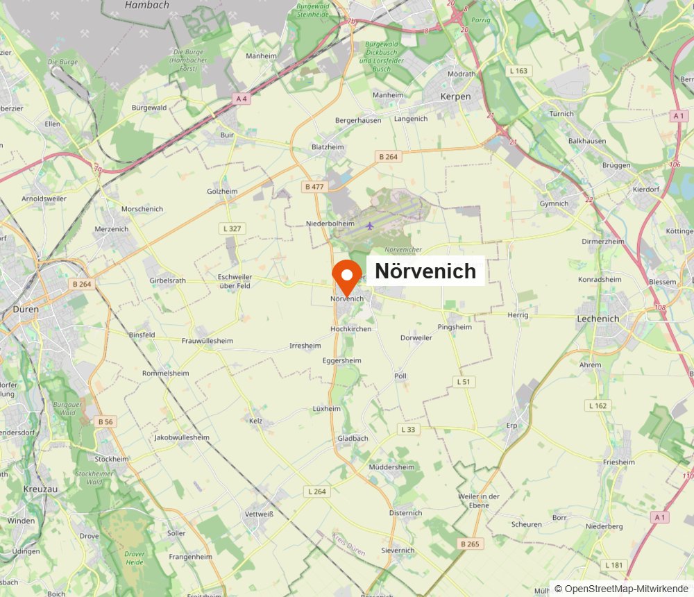 Karte von Nörvenich und Umgebung (OpenStreetMap)