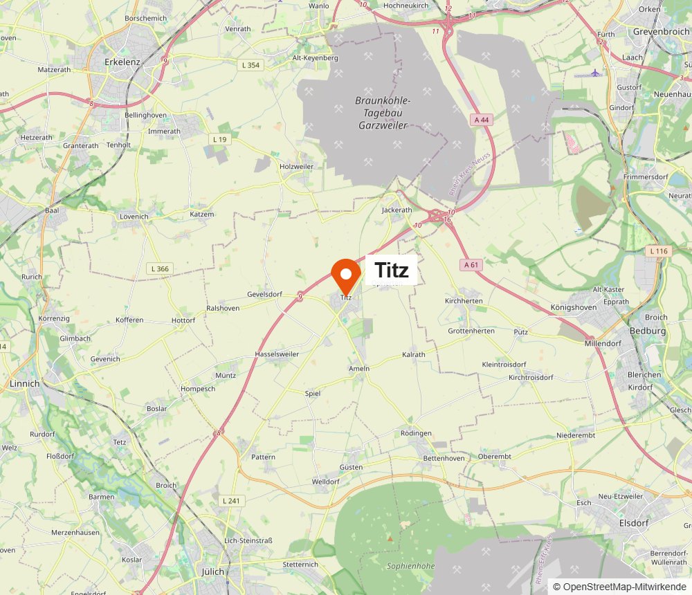 Karte von Titz und Umgebung (OpenStreetMap)