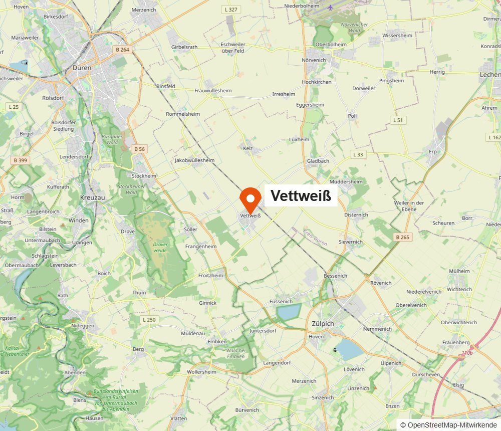Karte von Vettweiß und Umgebung (OpenStreetMap)
